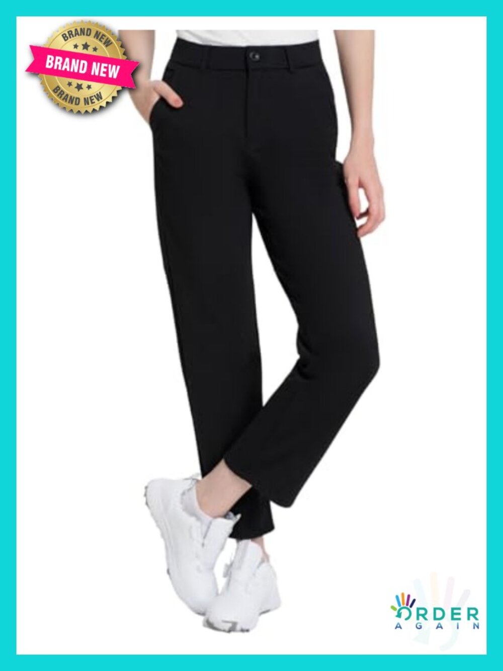Women's Stretch Golf Pants Ankle Length Slacks with 4 Pockets for Work Travel